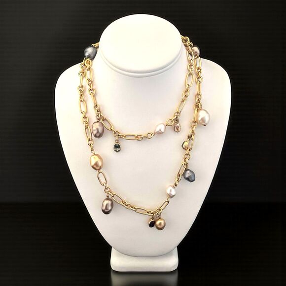 Vintage Joan Rivers Necklace Czech Glass Pearls Crystal Accents 10W - Picture 1 of 4